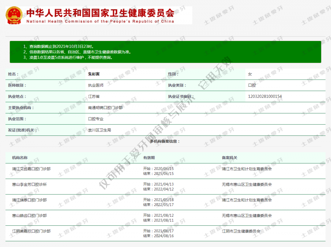 朱彩寅執(zhí)業(yè)信息